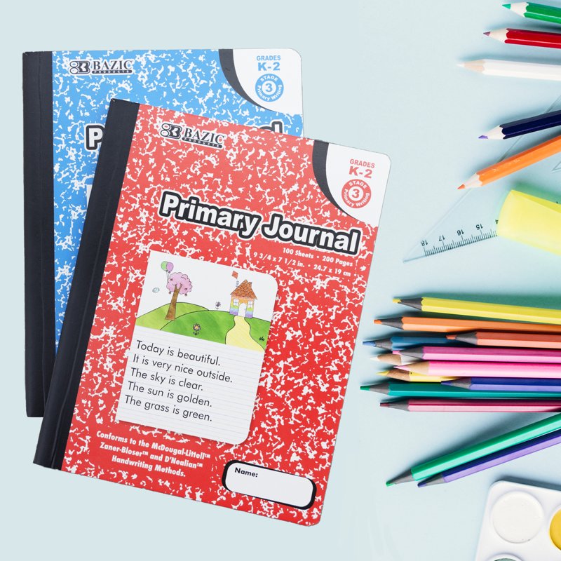 Primary Composition Notebook Marble Cover 100 Sheets for Grades K-2 - 48 Pack