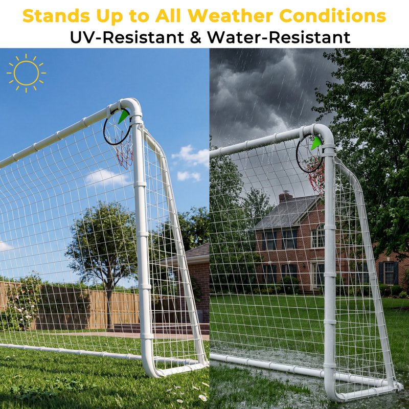 12' x 6' Set of 2 Heavy-Duty Metal Soccer Goals with Cones & Stakes - Backyard Practice