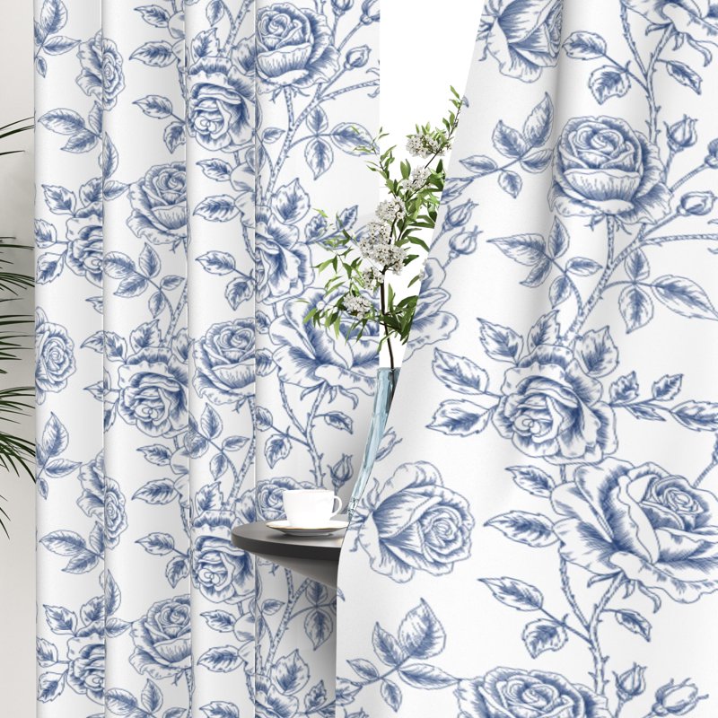 Blackout Floral Curtains with Grommets - Privacy Window Drapes for Living Room, 2 Panels