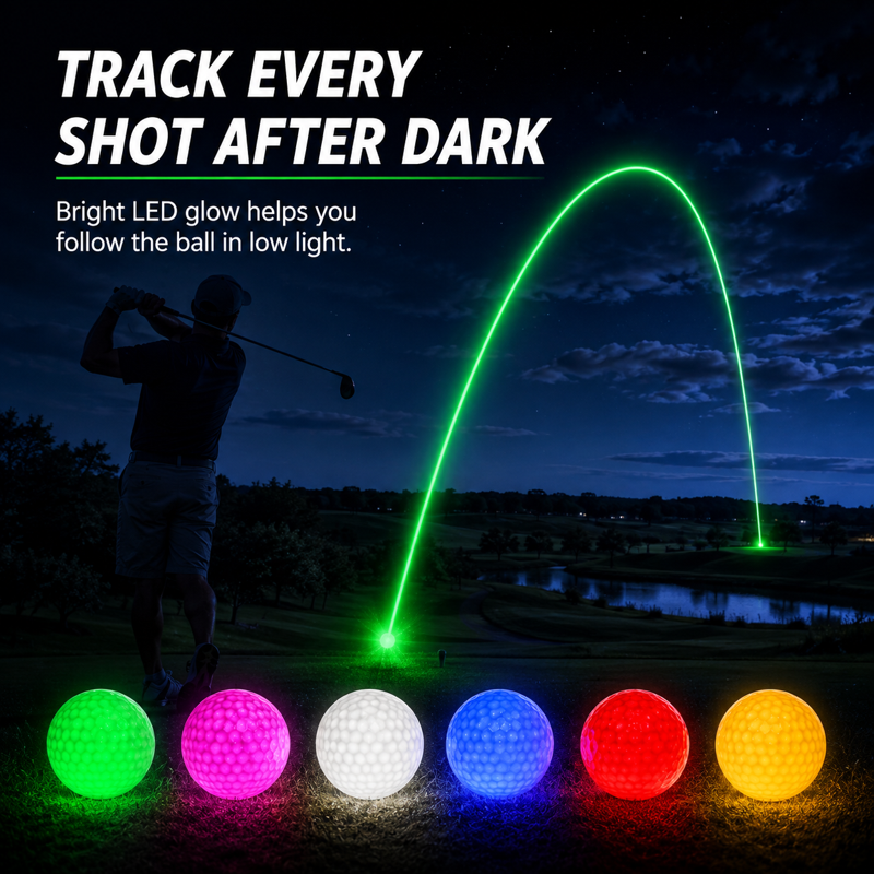 Glow in The Dark LED Golf Balls - Night Golf Light Up Set for Men & Kids