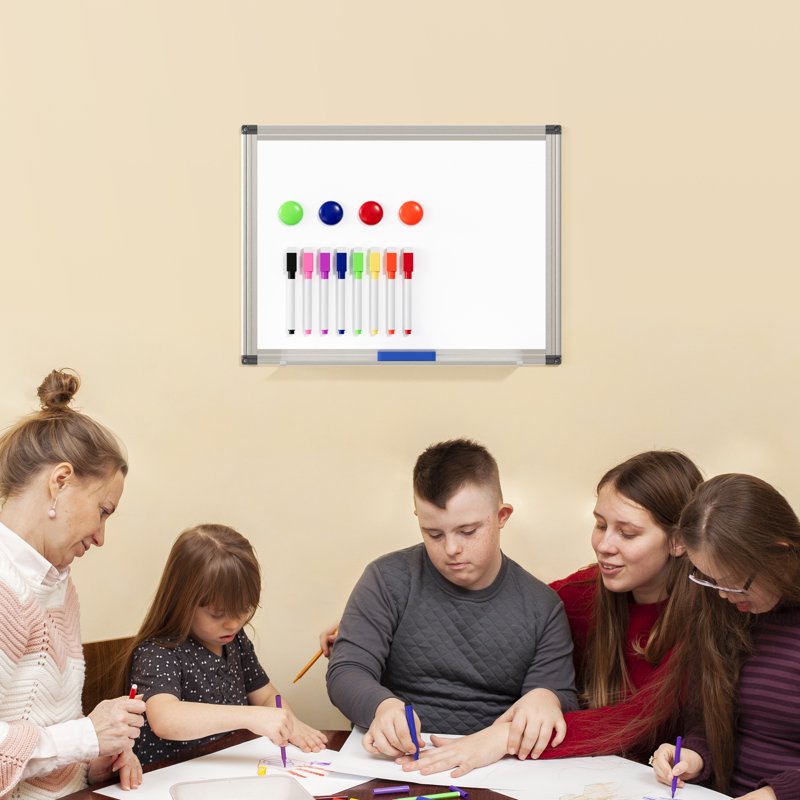 Magnetic Whiteboard with Eraser and Magnets - 16x12 Inches Small Wall Dry Erase Board