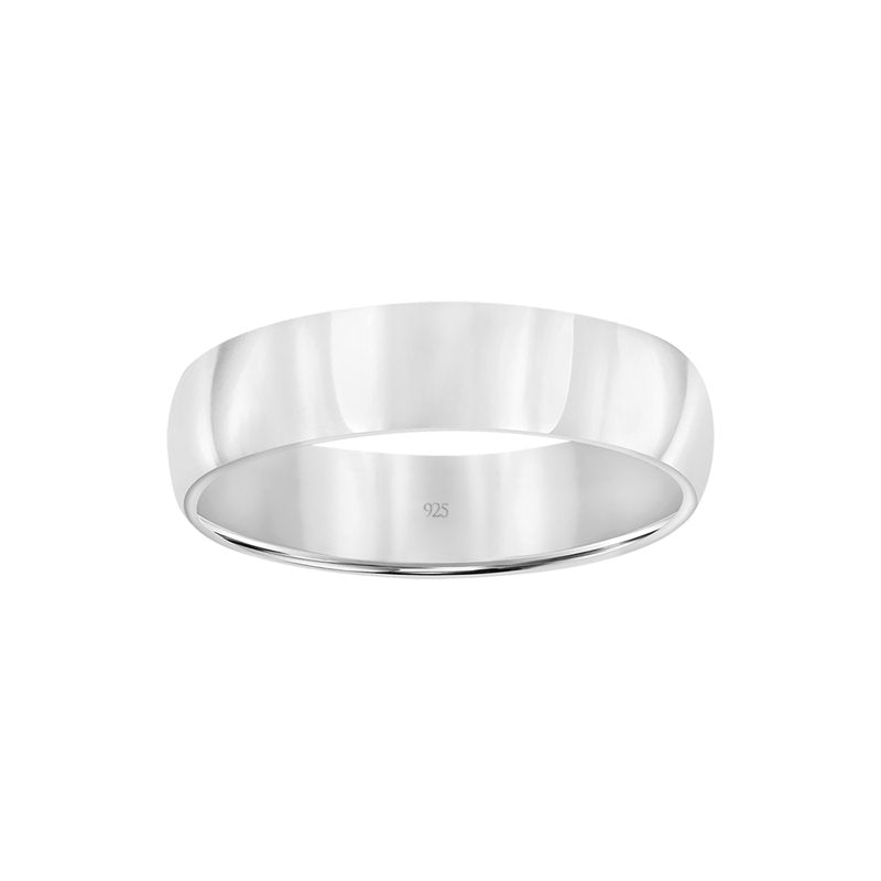 Sterling Silver 5mm Men's Wedding Band Comfort Fit Polished Ring
