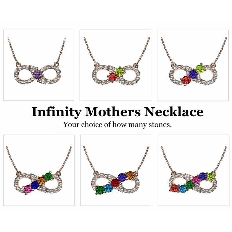 Personalized Infinity Birthstone Necklace for Women - Gold, Rose, or White Gold