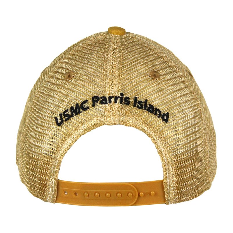 Vintage Trucker Cap with USMC Parris Island Logo - Adjustable Snapback Hat