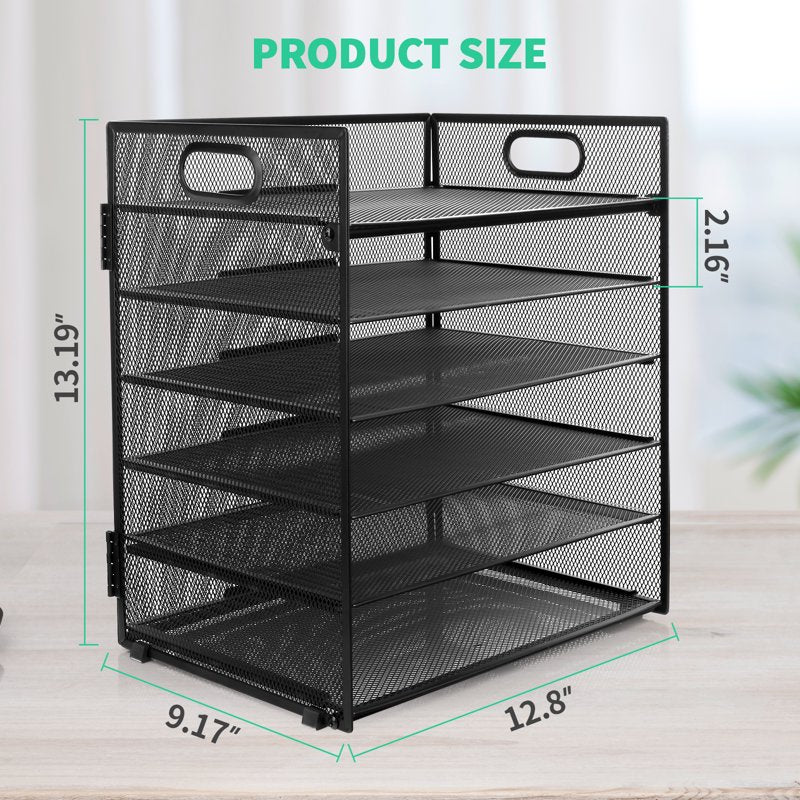 6-Tier Mesh Desk Organizer with Handles for Office & Home Storage