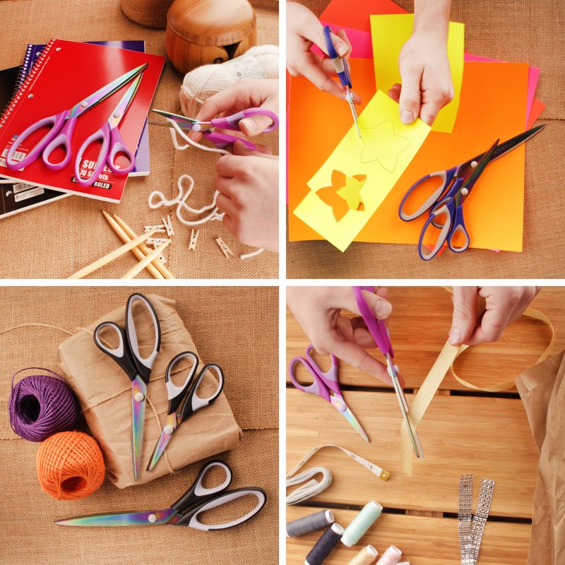Titanium Soft-Grip Sewing & Craft Scissors Set - 3-Piece Multi-Size Cutting Tool Kit
