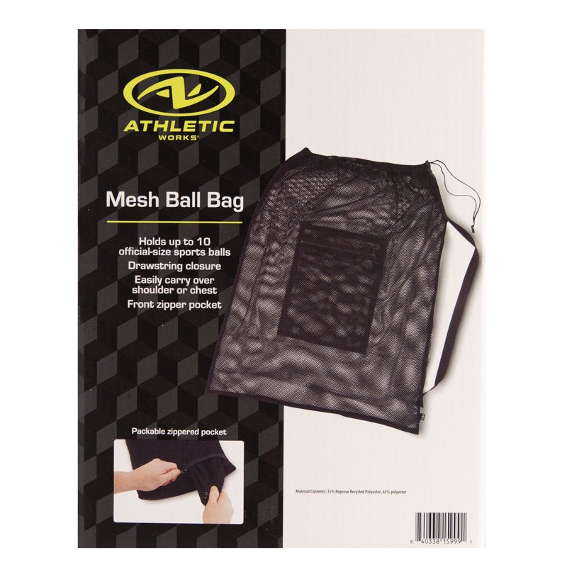 Mesh Ball Bag with Drawstring Shoulder Strap for Sports Equipment - Unisex