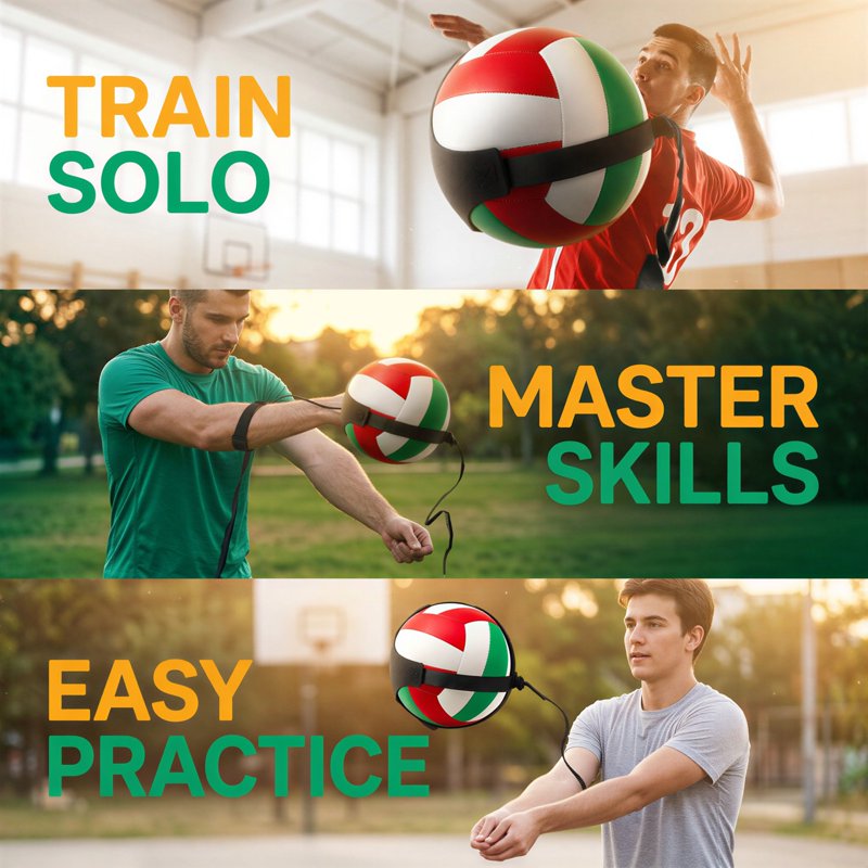 Volleyball Spike Trainer with Adjustable Elastic Cord & Neoprene Waistband - Solo Practice Aid