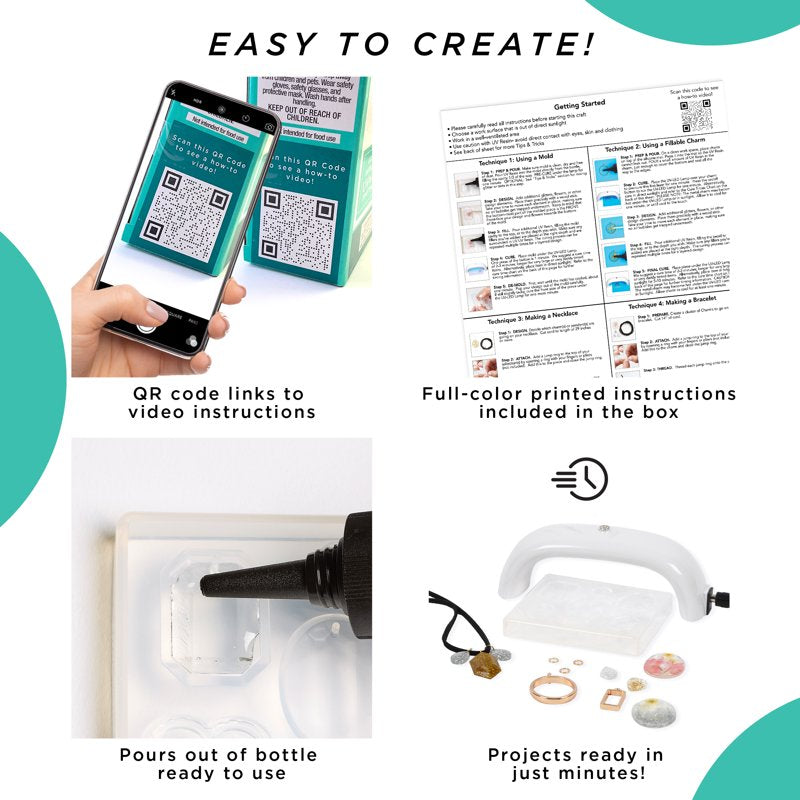 UV Resin Jewelry Making Kit with Pendants & Charms - Multi-Color