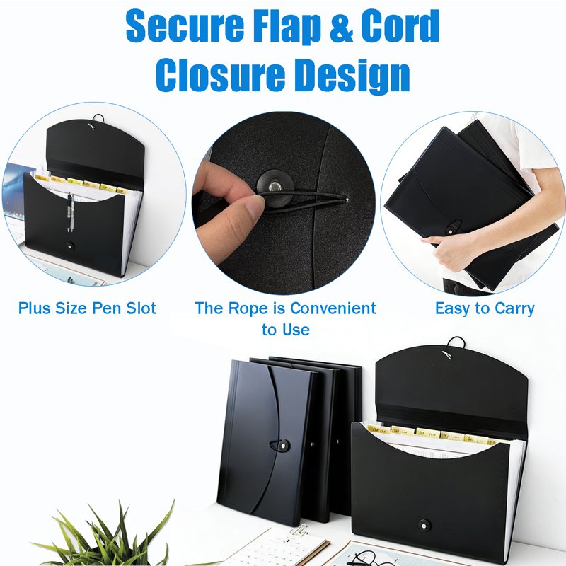 2 Pack Expanding File Folder Organizer with 7 Pockets for A4 & Letter Paper