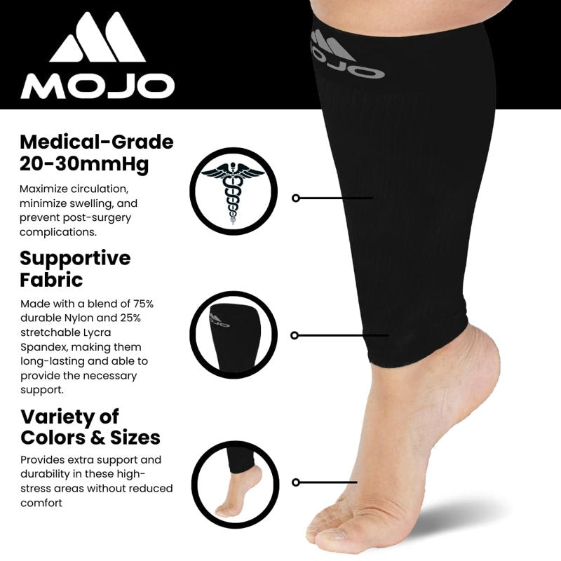 Plus Size Compression Calf Sleeves 20-30mmHg Support for Men & Women