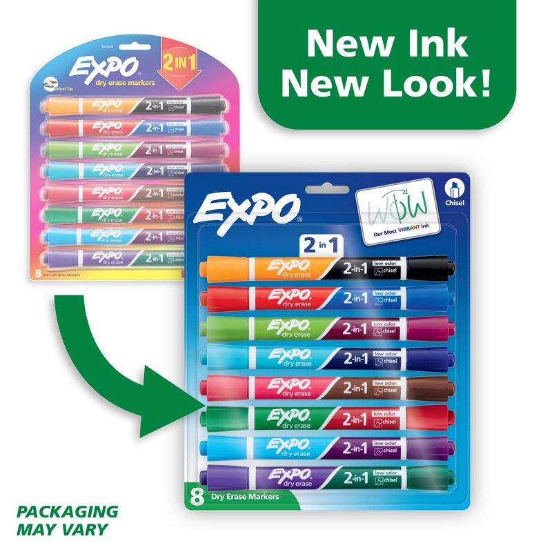 Expo Dual Ended Low Odor Assorted Chisel Markers - 16 Count