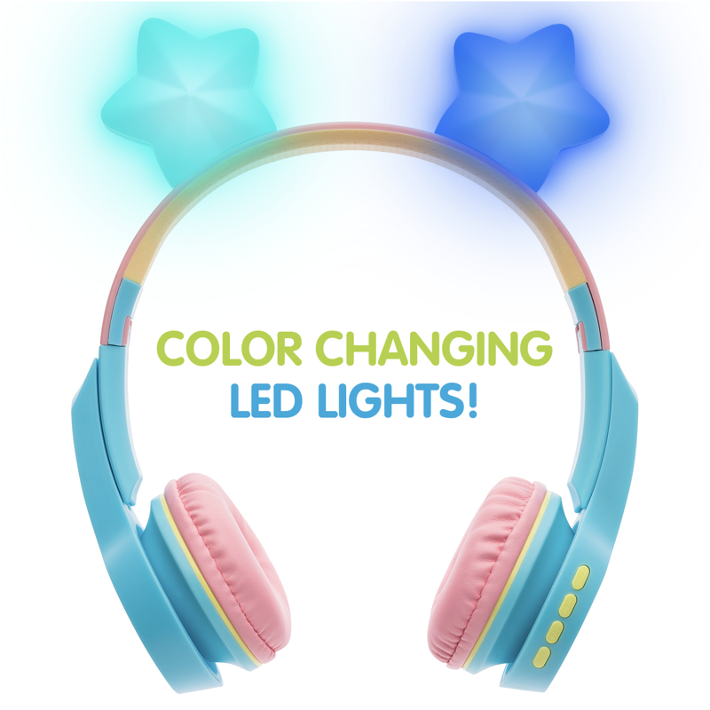 Kids Bluetooth Headphone Set with Light Blue Star Design & Wireless Audio