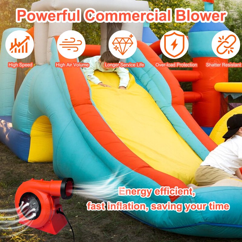1100W 1.5HP Inflatable Bounce House Blower Pump - Commercial Air Fan