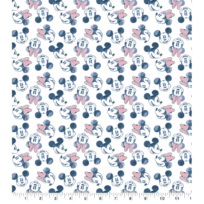 Cotton Mickey and Minnie Head Fabric Pack - 18x21 Inches, Starry Night Design