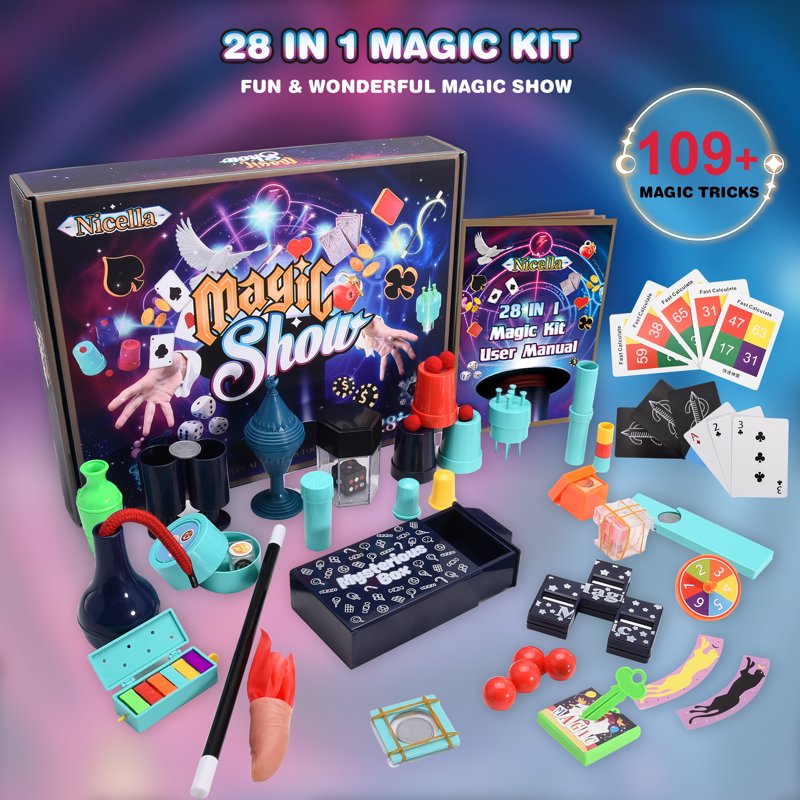 Kids Magic Kit with 109 Tricks, Manual & Video Tutorials - STEM Educational Toy for Ages 6-12