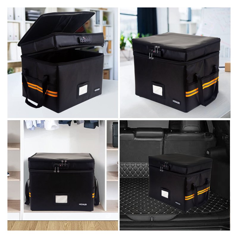 Fireproof Lockable Document Storage Box - Water-Resistant, Stackable File Organizer