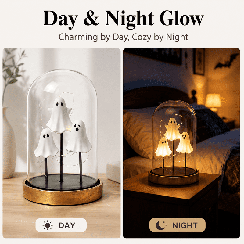 Lighted Ghost Dome Decor for Halloween Indoor Tabletop Display