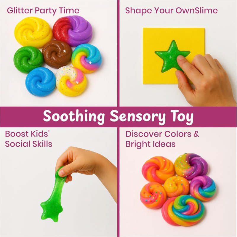 Kids Slime Making Kit with Glitter, Confetti & Molds – 15+ Activities for Ages 4+