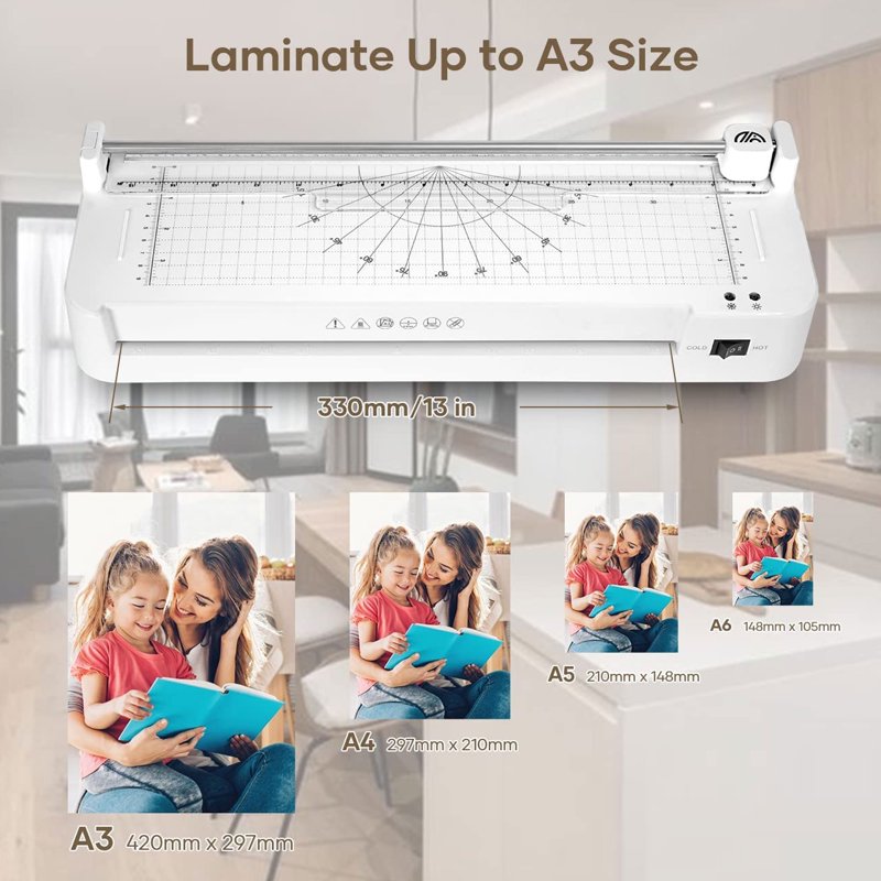A3 Laminator Machine with Cold & Hot Modes, 13-Inch Paper Size, Includes 5 Sheets