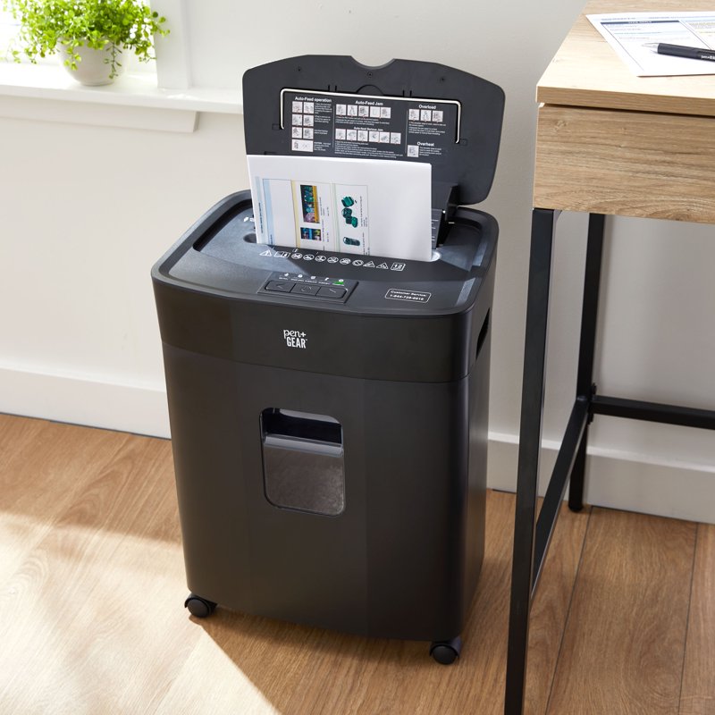 Auto Feed Micro Cut Paper Shredder with 6 Gallon Pull-Out Bin - Security Level P-4