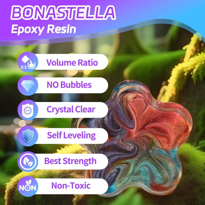 Crystal Clear Epoxy Resin Kit for Art Jewelry River Tables and Coatings - 1 Gallon