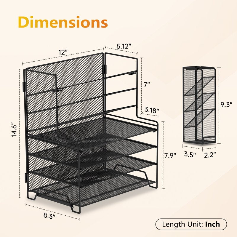 7-Tier Mesh Desk Organizer with Pen Holder for Office Supplies