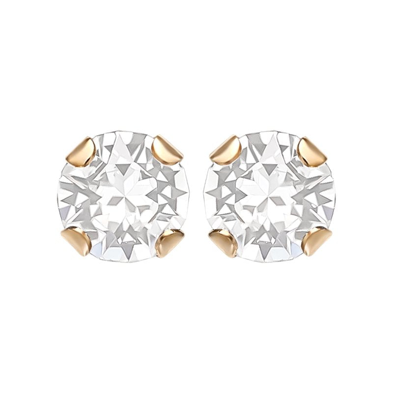 14K Gold April Birthstone Stud Earrings for Girls - Crystal Jewelry