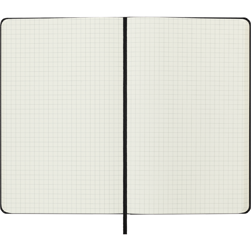 Large Hard Cover Notebook with Elastic Closure - Squared 5x8.25 Inch Black