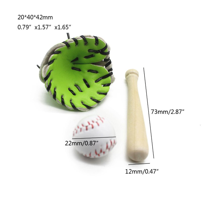 Newborn Photography Props Set with Mini Baseball Bat, Glove & Ball - Baby Photoshoot Accessories