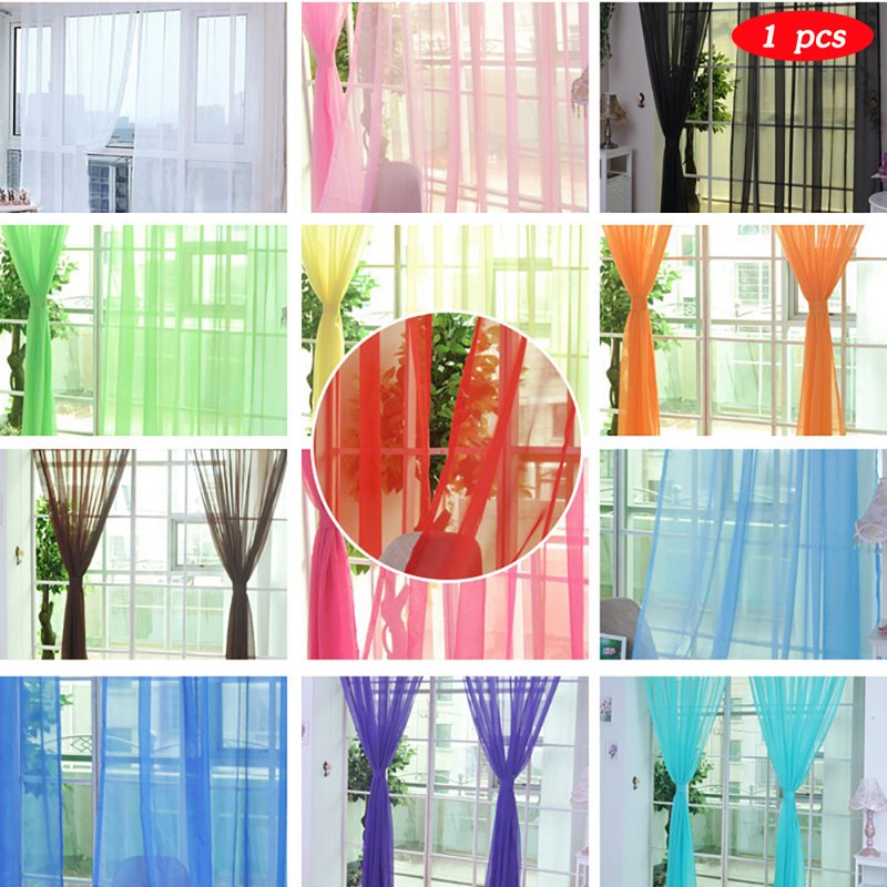 Sheer Canopy Bed Curtain Panels - Home Decor Voile Drape for Wedding, 31.5x78.7 inches - Red