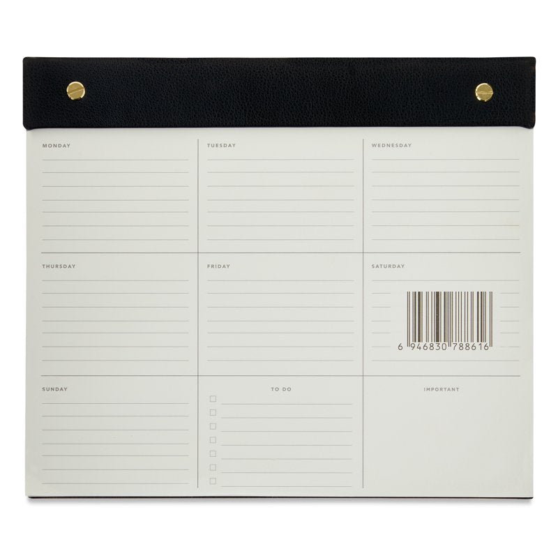 Undated Weekly Planner Pad - Simulated Leather 8.5 x 10, 60 Sheets