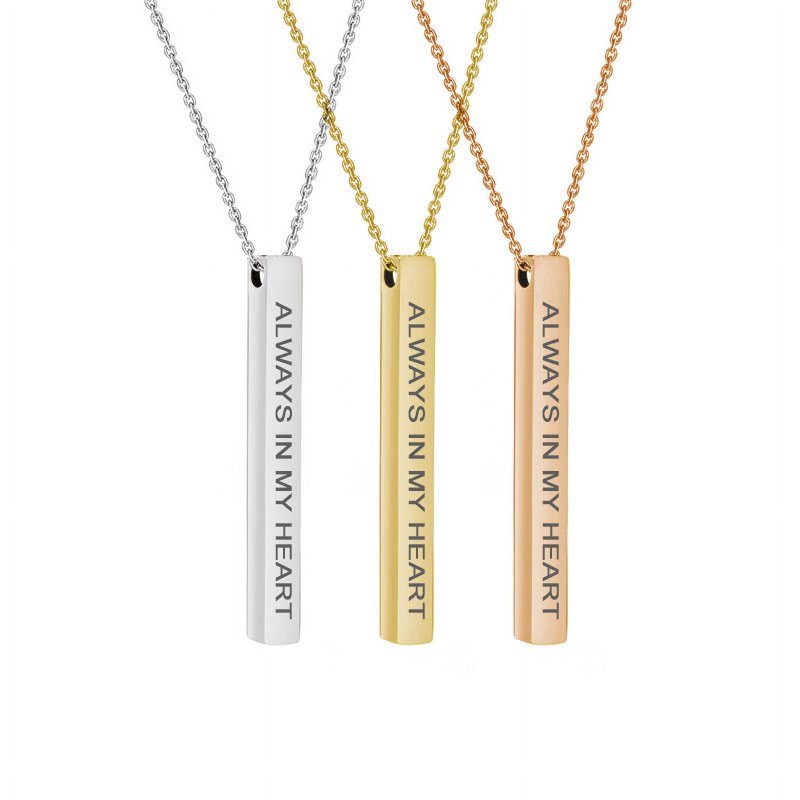 Inspirational Quote Bar Necklace Stainless Steel Personal Gift for Women Men