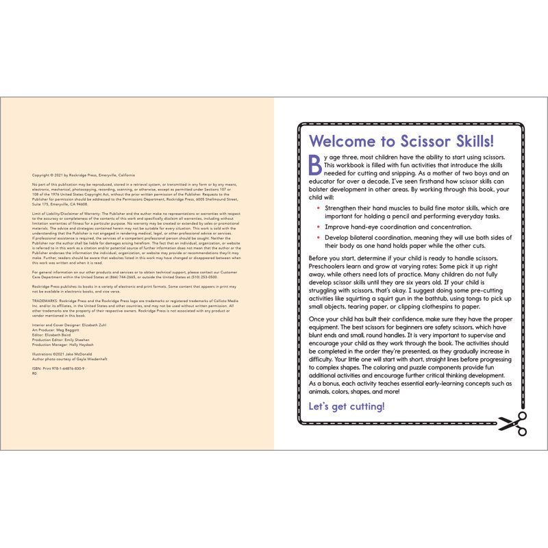 Preschool Scissor Skills Workbook for Kids Ages 3-5 - Cut, Paste & Fine Motor Practice