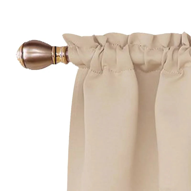Solid Color Polyester Window Valance Curtains with Rod Pocket - Various Colors