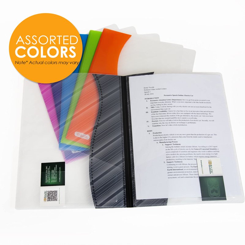 Two-Tone Poly Pocket Folder Set - 6 Pack, Document Organization