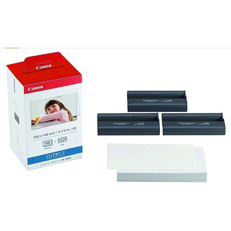 Canon 3-Color Ink Cassette & 108 Sheets 4x6 Glossy Photo Paper for SELPHY