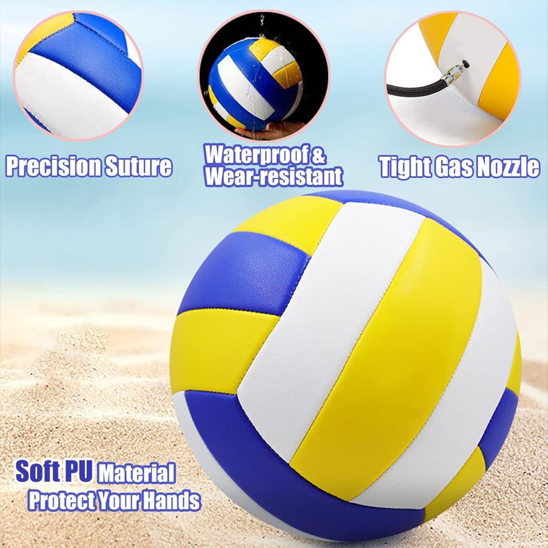 6 Pack Official Size Volleyballs with Pump - Indoor & Outdoor Play Set