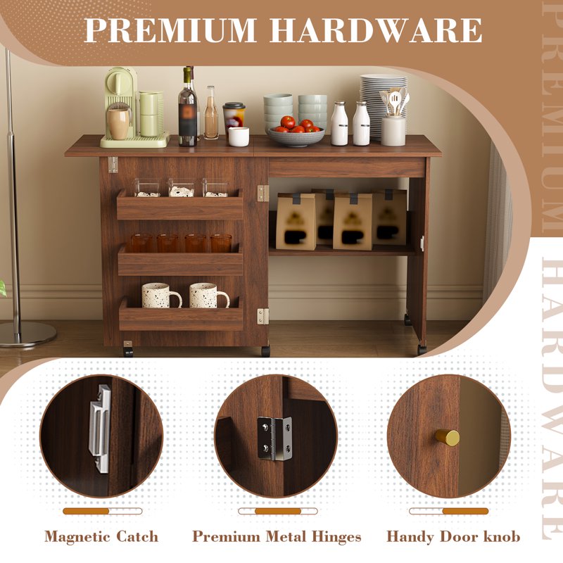 4-in-1 Folding Sewing Table with Storage and Wheels for Craft Room