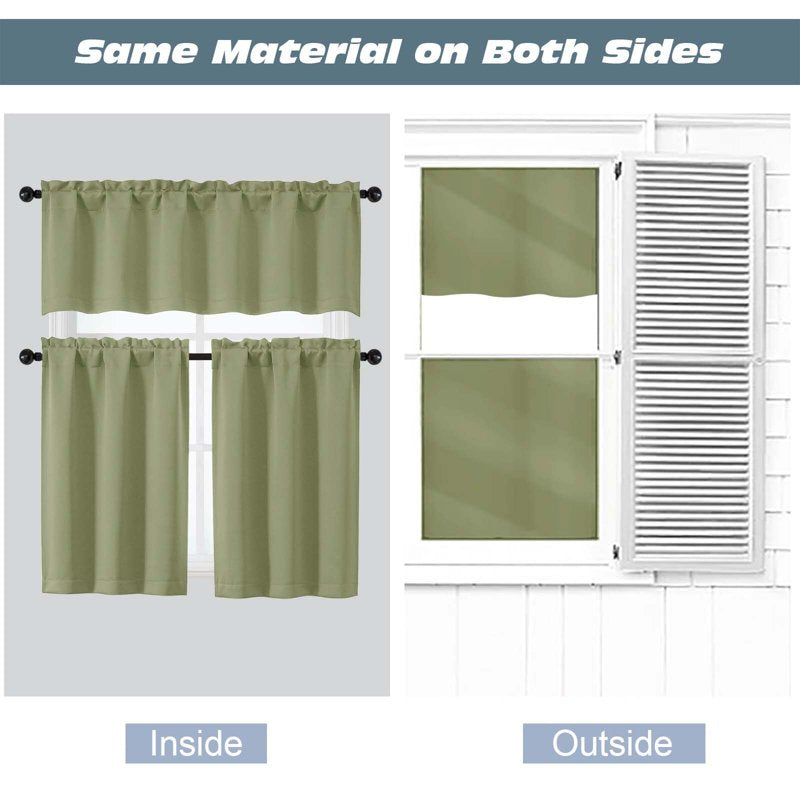 Sage Window Valance 60x18 Inches - Kitchen & Living Room Curtain with Rod Pocket
