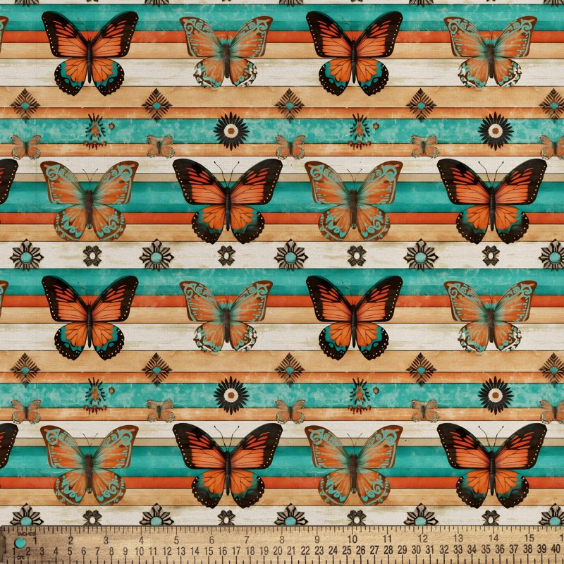 Cotton Quilt Fabric - Butterfly Woodwork Multicolor 44-Inch Precut