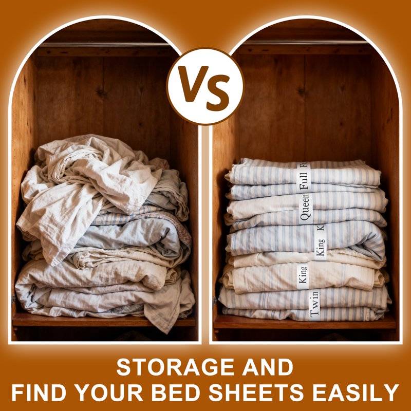 Elastic Bed Sheet Organizer Bands with Size Labels - Pack of 20