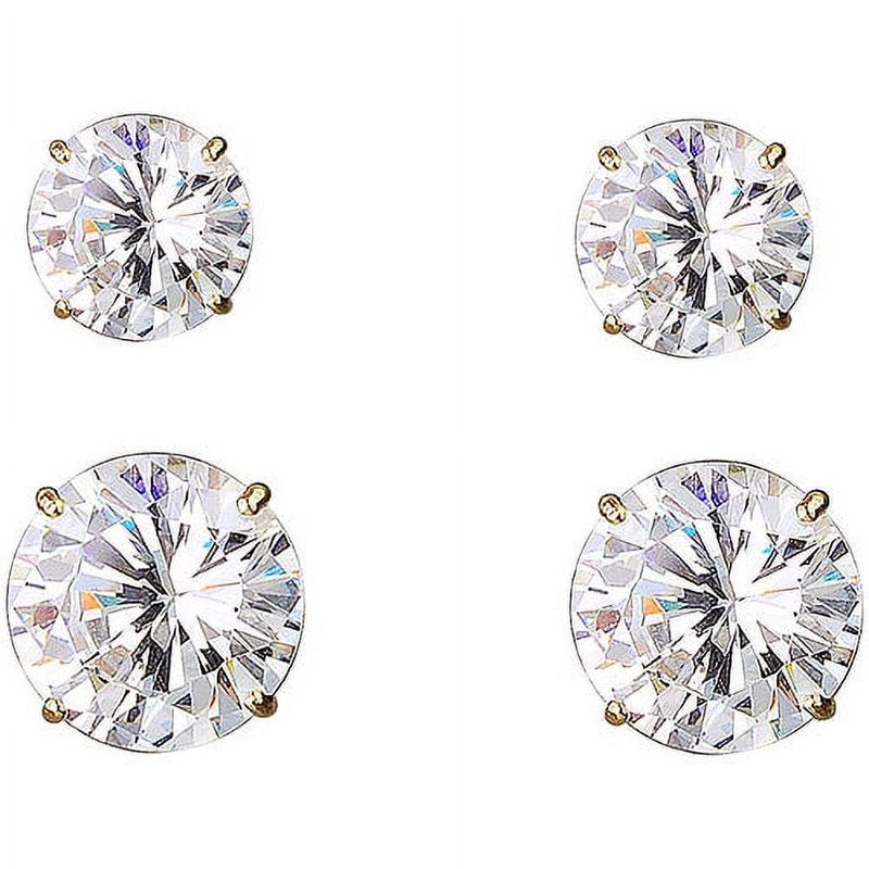 10k Gold Cubic Zirconia Stud Earrings Set - 6/7mm Women’s Jewelry