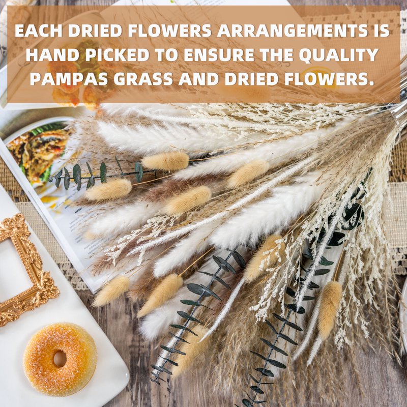 Dried Pampas Grass Decor - Rustic Boho Floral Arrangement for Home & Wedding