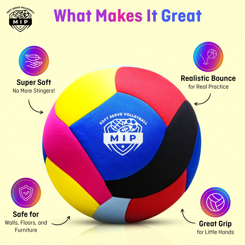 Indoor Volleyball for Kids & Adults - Soft, Padded Safe Play Ball