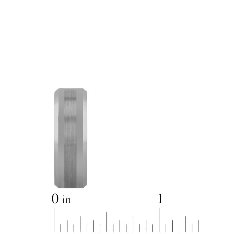 Men's Tungsten Beveled Satin Center Ring Wedding Band