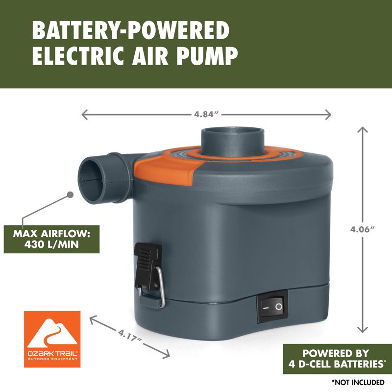 Battery & Corded Electric Air Pump for Inflatable Items, Fast Airflow