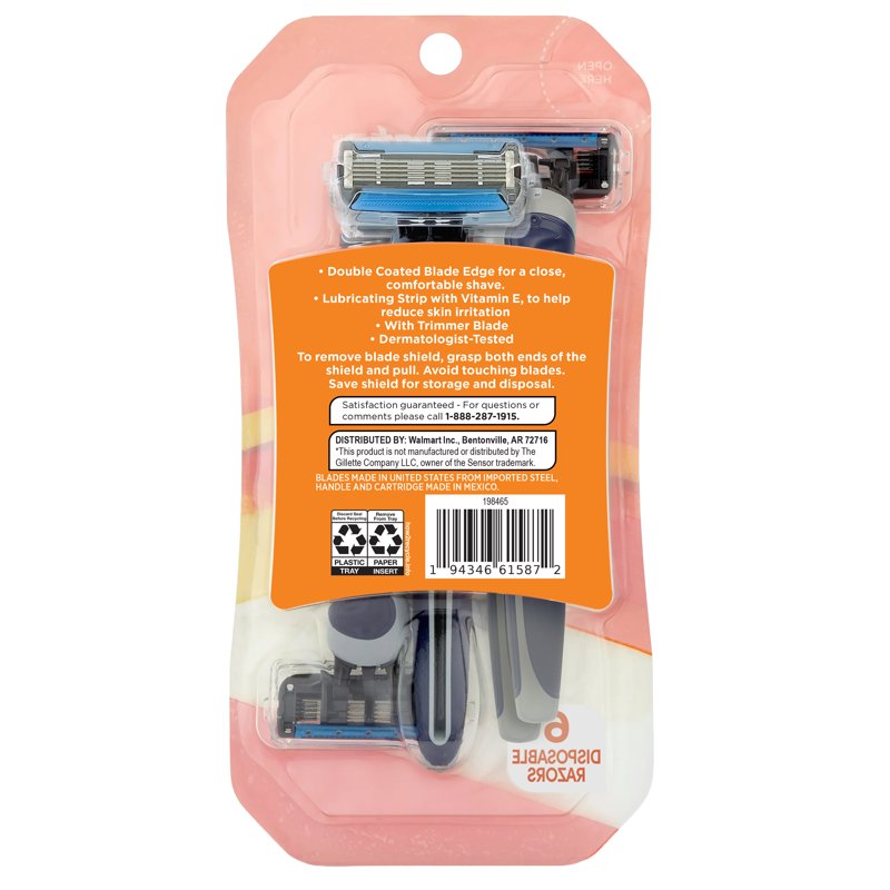 Men's 5 Blade Disposable Razors with Lubrication - Sensitive Skin, 6 Pack