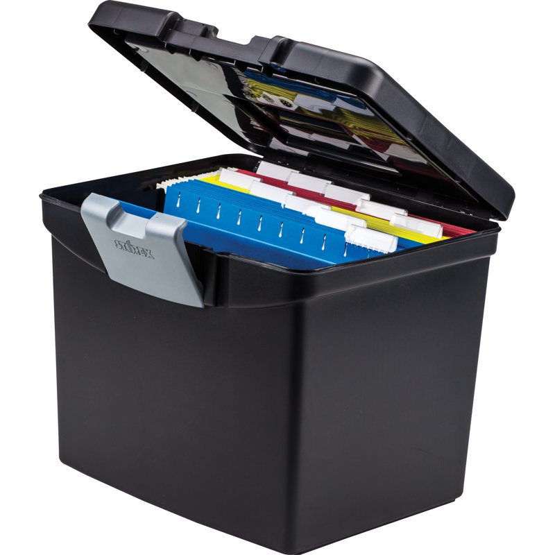 Large File Storage Box with Lockable XL Lid - Black Office Organizer
