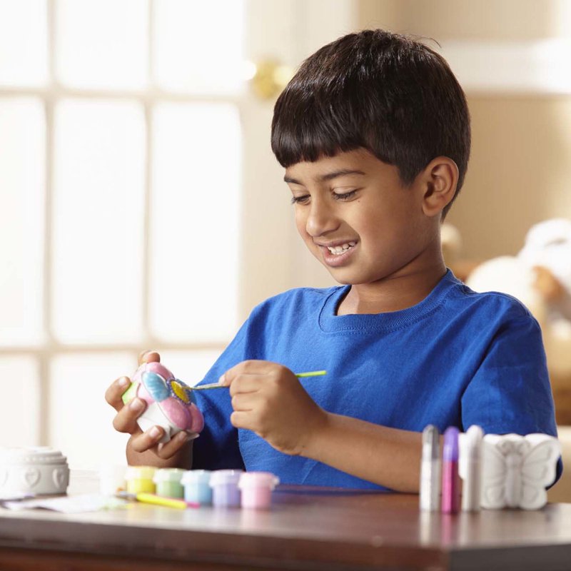Kids Craft Kit Set with Treasure Boxes, Butterfly Bank & Art Supplies